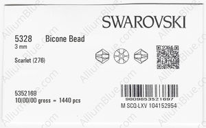 SWAROVSKI 5328 3MM SCARLET factory pack