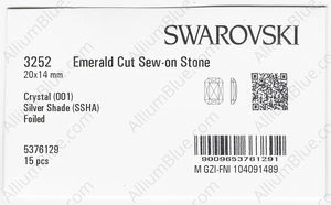 SWAROVSKI 3252 20X14MM CRYSTAL SILVSHADE F factory pack