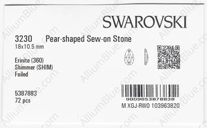 SWAROVSKI 3230 18X10.5MM ERINITE SHIMMER F factory pack