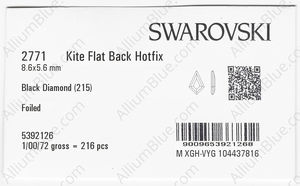 SWAROVSKI 2771 8.6X5.6MM BLACK DIAMOND M HF factory pack