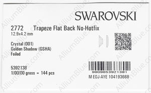 SWAROVSKI 2772 12.9X4.2MM CRYSTAL GOL.SHADOW F factory pack