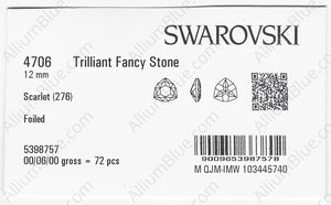SWAROVSKI 4706 12MM SCARLET F factory pack