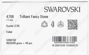 SWAROVSKI 4706 17MM SCARLET F factory pack
