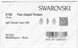 SWAROVSKI 6106 28MM LIGHT COLORADO TOPAZ factory pack