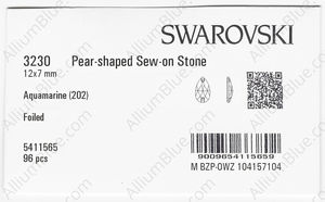 SWAROVSKI 3230 12X7MM AQUAMARINE F factory pack