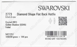 SWAROVSKI 2773 9.9X5.9MM CRYSTAL GOL.SHADOW M HF factory pack