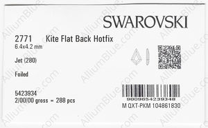 SWAROVSKI 2771 6.4X4.2MM JET M HF factory pack