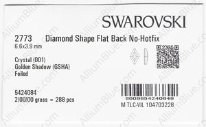 SWAROVSKI 2773 6.6X3.9MM CRYSTAL GOL.SHADOW F factory pack