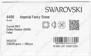 SWAROVSKI 4480 6MM CRYSTAL GOL.SHADOW F factory pack