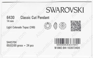 SWAROVSKI 6430 14MM LIGHT COLORADO TOPAZ factory pack
