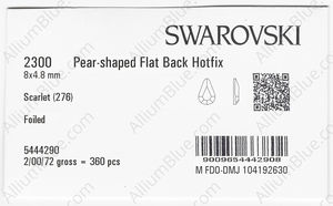 SWAROVSKI 2300 8X4.8MM SCARLET M HF factory pack