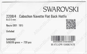 SWAROVSKI 2208/4 6X3.5MM CRYSTAL NACRE W_PRHF factory pack