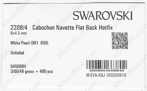 SWAROVSKI 2208/4 8X4.5MM CRYSTAL WHITE W_PRHF factory pack