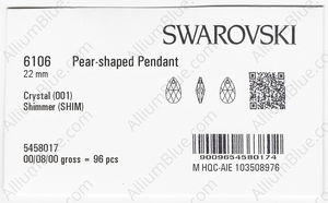 SWAROVSKI 6106 22MM CRYSTAL SHIMMER factory pack