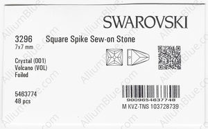 SWAROVSKI 3296 7X7MM CRYSTAL VOLC F factory pack