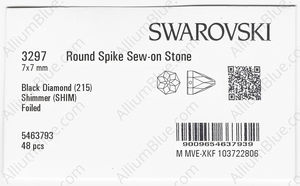 SWAROVSKI 3297 7X7MM BLACK DIAMOND SHIMMER F factory pack