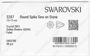 SWAROVSKI 3297 10X10MM CRYSTAL GOL.SHADOW F factory pack