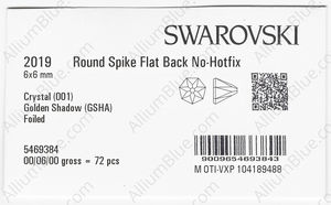 SWAROVSKI 2019 6X6MM CRYSTAL GOL.SHADOW F factory pack