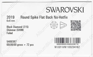 SWAROVSKI 2019 6X6MM BLACK DIAMOND SHIMMER F factory pack