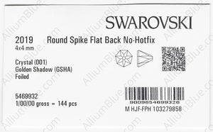 SWAROVSKI 2019 4X4MM CRYSTAL GOL.SHADOW F factory pack