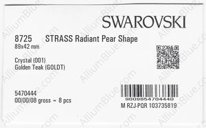 SWAROVSKI 8725 89X42MM CRYSTAL GOLD. TEAK B factory pack