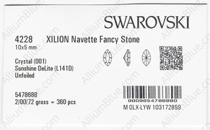 SWAROVSKI 4228 10X5MM CRYSTAL SUNSHINE_D factory pack