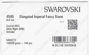 SWAROVSKI 4595 8X4MM CRYSTAL SILVNIGHT factory pack