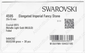 SWAROVSKI 4595 20X10MM CRYSTAL METLGTGOLD F factory pack