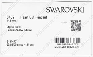 SWAROVSKI 6432 14.5MM CRYSTAL GOL.SHADOW factory pack