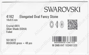 SWAROVSKI 4162 18X9.5MM CRYSTAL SILVSHADE F factory pack