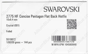SWAROVSKI 2775 10X8.4MM CRYSTAL M HF factory pack