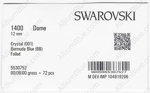 SWAROVSKI 1400 12MM CRYSTAL BERMBL F factory pack