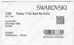 SWAROVSKI 2365 6X3.7MM CRYSTAL SILVNIGHT factory pack