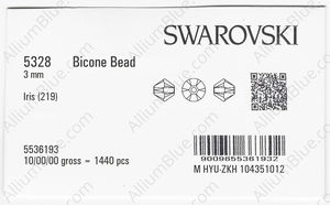 SWAROVSKI 5328 3MM IRIS factory pack
