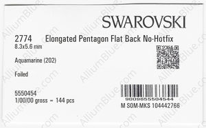 SWAROVSKI 2774 8.3X5.6MM AQUAMARINE F factory pack