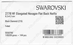 SWAROVSKI 2776 8.2X4.2MM BLACK DIAMOND M HF factory pack
