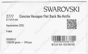 SWAROVSKI 2777 6.7X5.6MM AQUAMARINE F factory pack