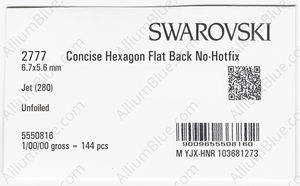 SWAROVSKI 2777 6.7X5.6MM JET factory pack