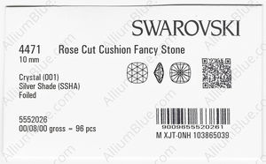 SWAROVSKI 4471 10MM CRYSTAL SILVSHADE F factory pack