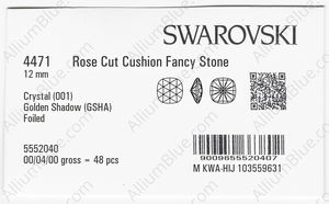 SWAROVSKI 4471 12MM CRYSTAL GOL.SHADOW F factory pack