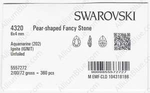SWAROVSKI 4320 6X4MM AQUAMARINE IGNITE factory pack