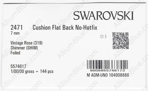 SWAROVSKI 2471 7MM VINTAGE ROSE SHIMMER F factory pack