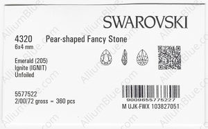 SWAROVSKI 4320 6X4MM EMERALD IGNITE factory pack