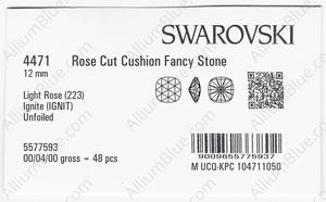 SWAROVSKI 4471 12MM LIGHT ROSE IGNITE factory pack