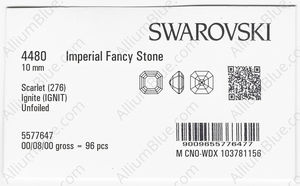 SWAROVSKI 4480 10MM SCARLET IGNITE factory pack