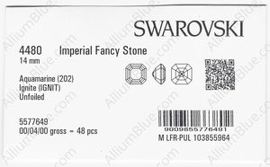 SWAROVSKI 4480 14MM AQUAMARINE IGNITE factory pack