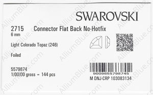 SWAROVSKI 2715 6MM LIGHT COLORADO TOPAZ F factory pack