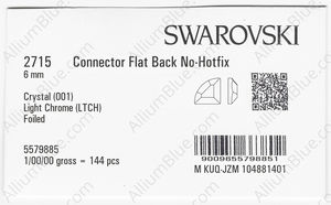 SWAROVSKI 2715 6MM CRYSTAL LTCHROME F factory pack