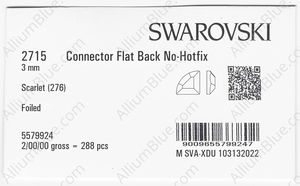 SWAROVSKI 2715 3MM SCARLET F factory pack