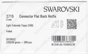 SWAROVSKI 2715 3MM LIGHT COLORADO TOPAZ M HF factory pack